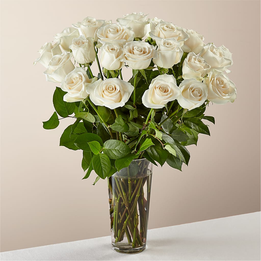 Long Stem White Rose Bouquet – Burlington In Bloom Inc, Burlington IA