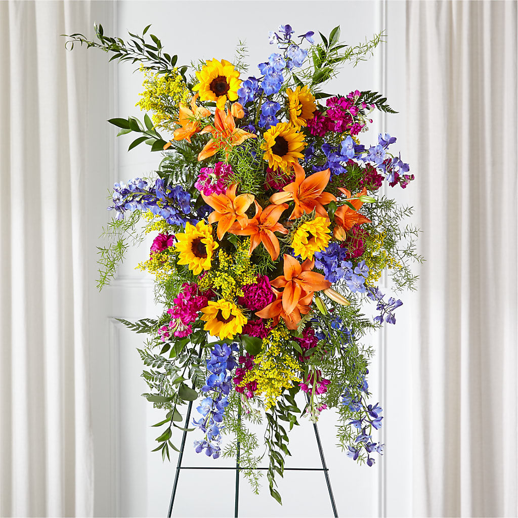 Sunlit Memories Standing Spray (Standard) – Burlington In Bloom Inc, Burlington IA
