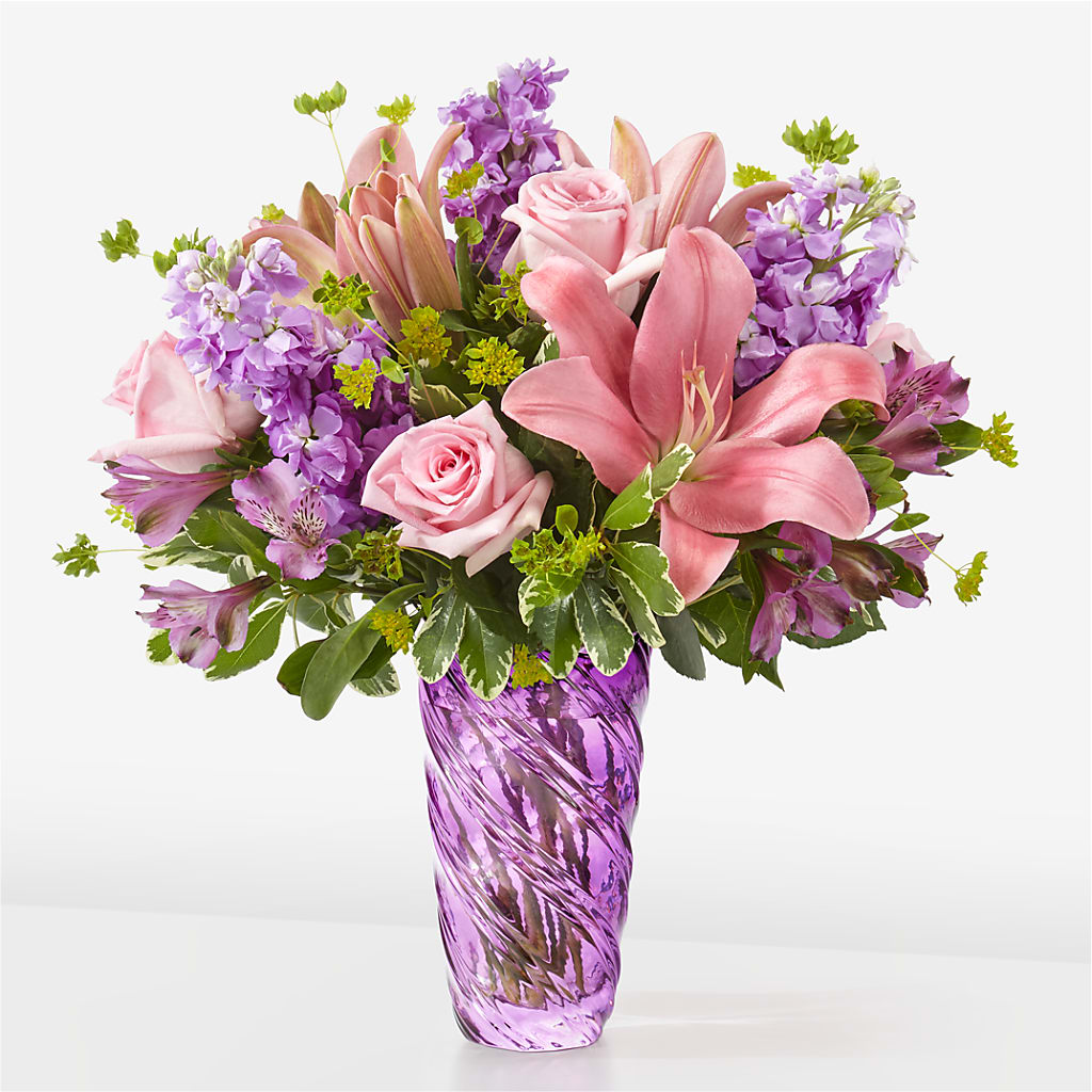 Precious Petals Bouquet with Luxe Swirl Vase – Burlington In Bloom Inc, Burlington IA