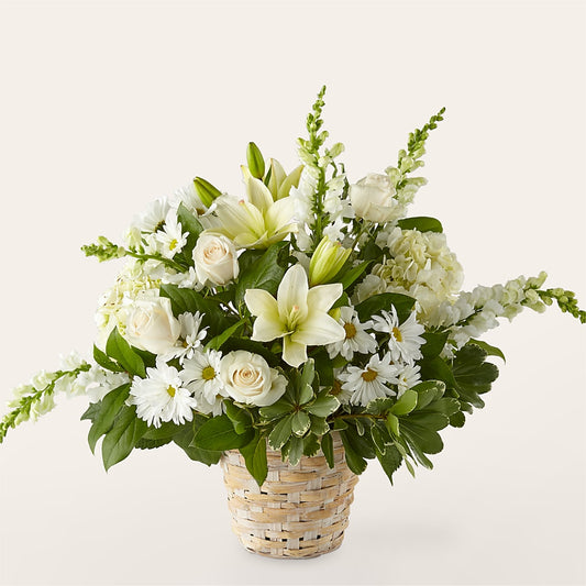 Ivory Elegance Floral Basket –  Burlington In Bloom Inc, Burlington IA