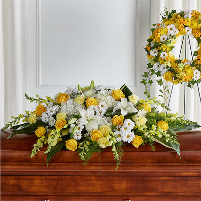 Golden Harmony Casket Spray –  Burlington In Bloom Inc, Burlington IA